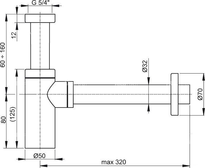 Сифон для умывальника Alcaplast DESIGN цельнометаллический, A400 - фото2