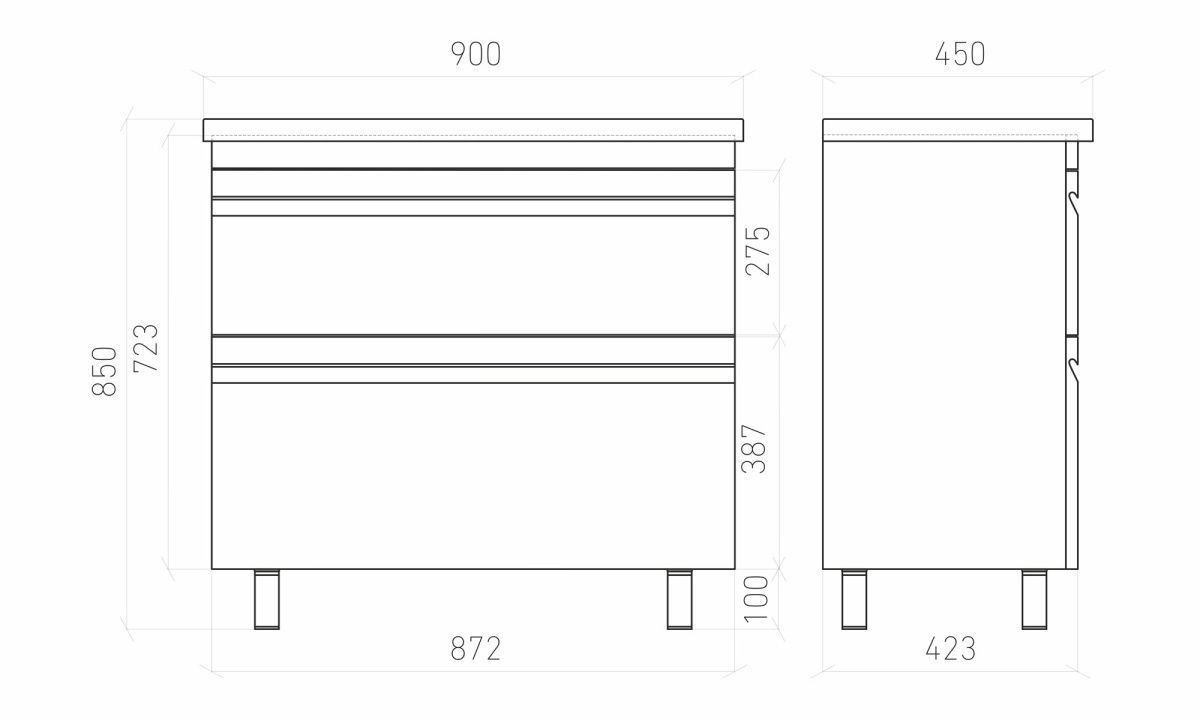 Тумба напольная Laparet Venus 90 под умывальник Creavit Ideal 90, ультра белый глянец фото-4