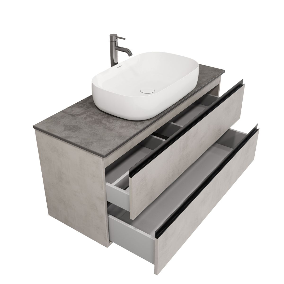 Тумба подвесная Laparet Electra 120 со столешницей, серебро/цинк Нирвана фото-3