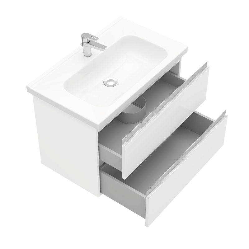 Тумба подвесная Laparet Electra 80 под умывальник Creavit Ideal 80, ультра белый глянец фото-3 Тумба подвесная Laparet Electra 80 под умывальник Creavit Ideal 80, ультра белый глянец фото-3