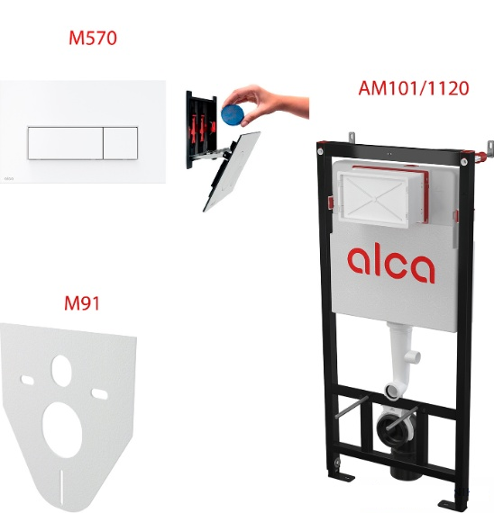 Сет 4 в 1 скрытая система инсталляций Alcaplast AM101/1120+ кнопка M570 - фото1 Сет 4 в 1 скрытая система инсталляций Alcaplast AM101/1120+ кнопка M570 - фото1