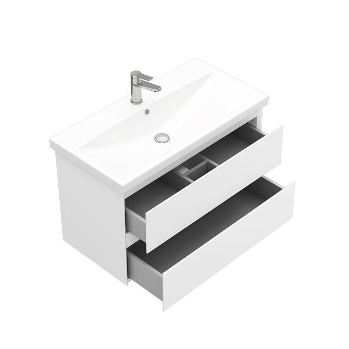 Тумба подвесная Laparet Vitrum 90 под умывальник CeraStyle Elite 90, белый матовый фото-3