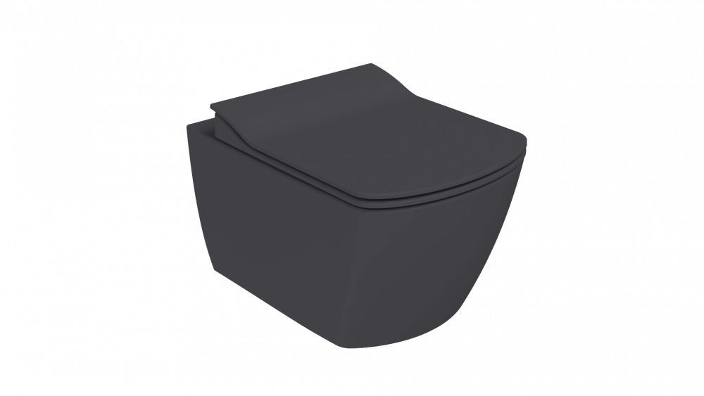 Унитаз подвесной Creavit Elegant безободковый, антрацит матовый, без сиденья - фото1
