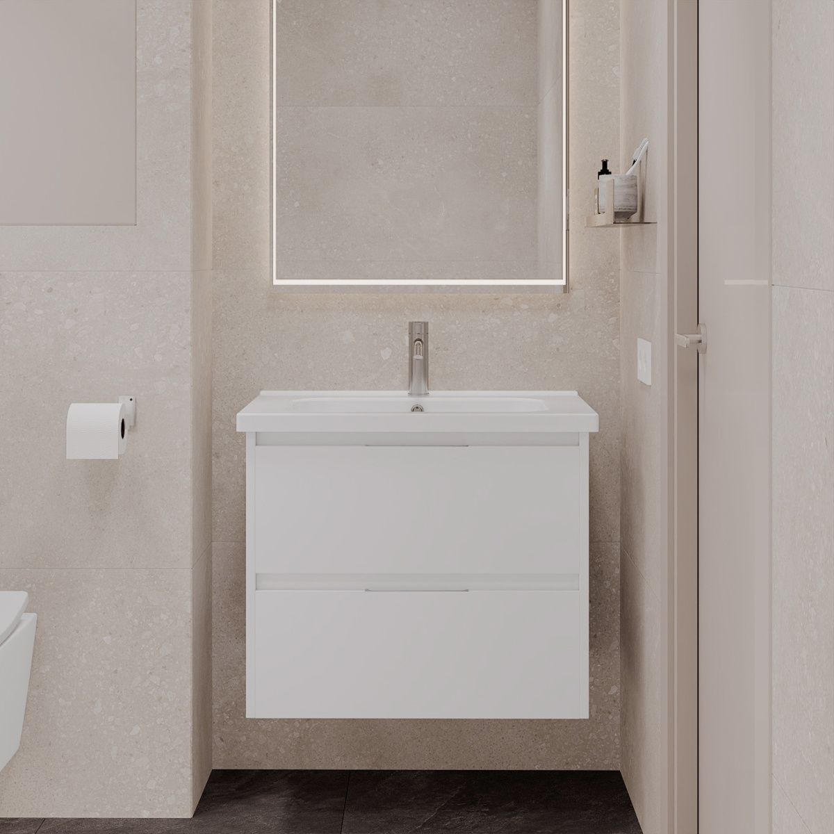 Тумба подвесная Laparet NORMA 100 под умывальник Creavit SU 100, белый шелк матовый фото-5 Тумба подвесная Laparet NORMA 100 под умывальник Creavit SU 100, белый шелк матовый фото-5