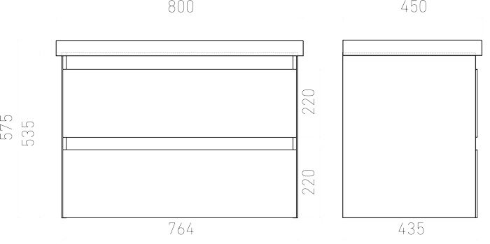 Тумба подвесная Laparet Vitrum 80 под умывальник CeraStyle Elite 80, белый матовый фото-4