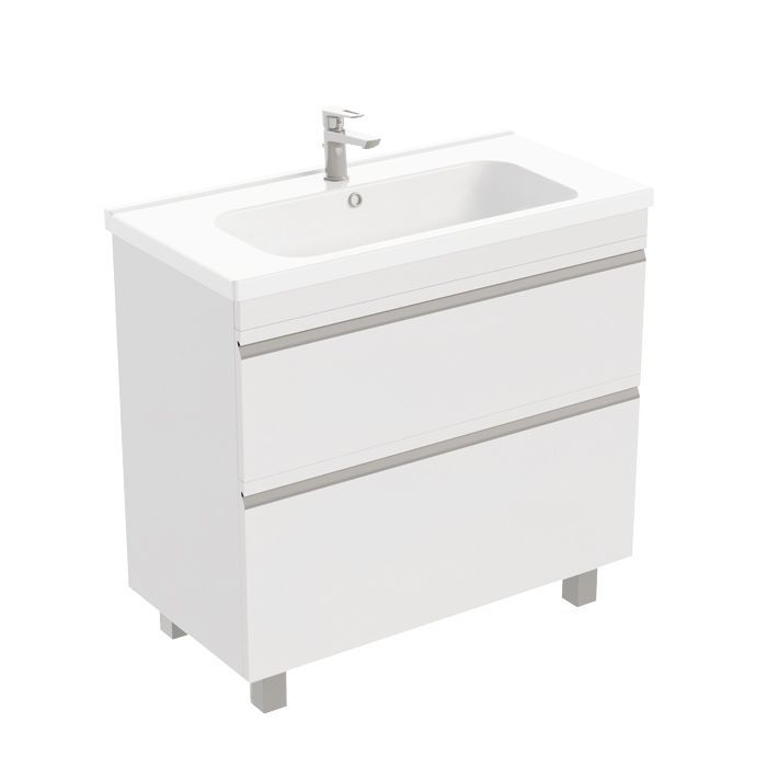 Тумба напольная Laparet Venus 90 под умывальник Creavit Ideal 90, ультра белый глянец - фото1