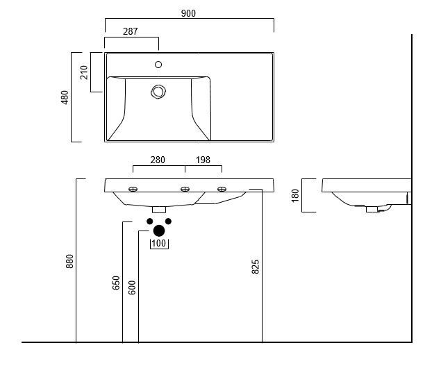 Умывальник Kerama Marazzi Cubo 90 левый - фото2
