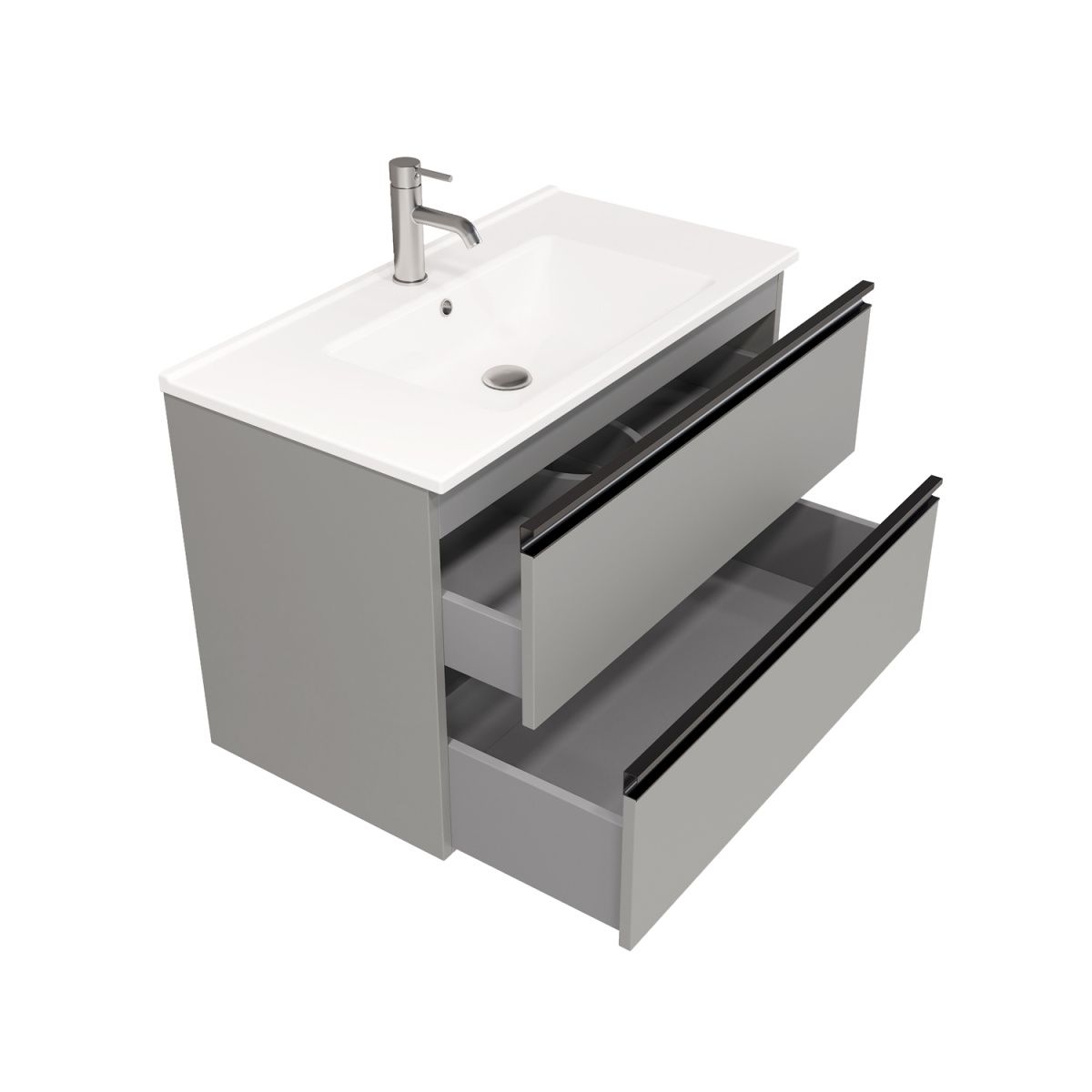 Тумба подвесная Laparet Felis 85 под умывальник CeraStyle Arte 85, матовая сталь фото-3