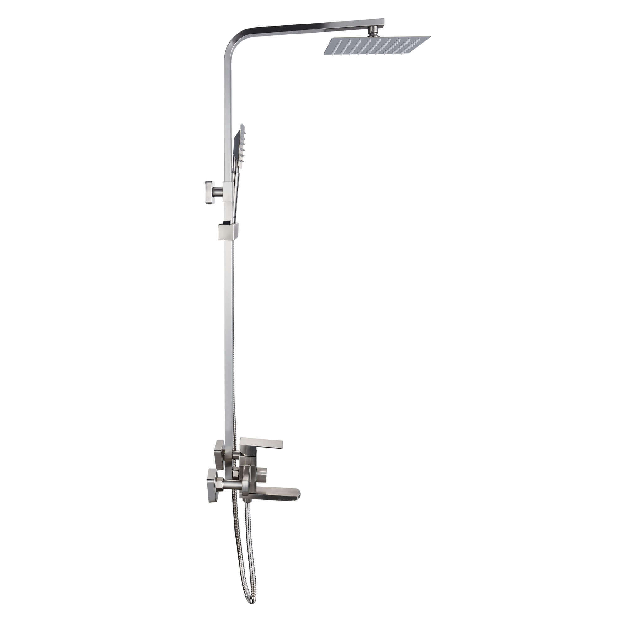 Душевая система Ligeya S1211 с одноручным смесителем, изливом, тропическим и ручным душем, нерж. - фото2